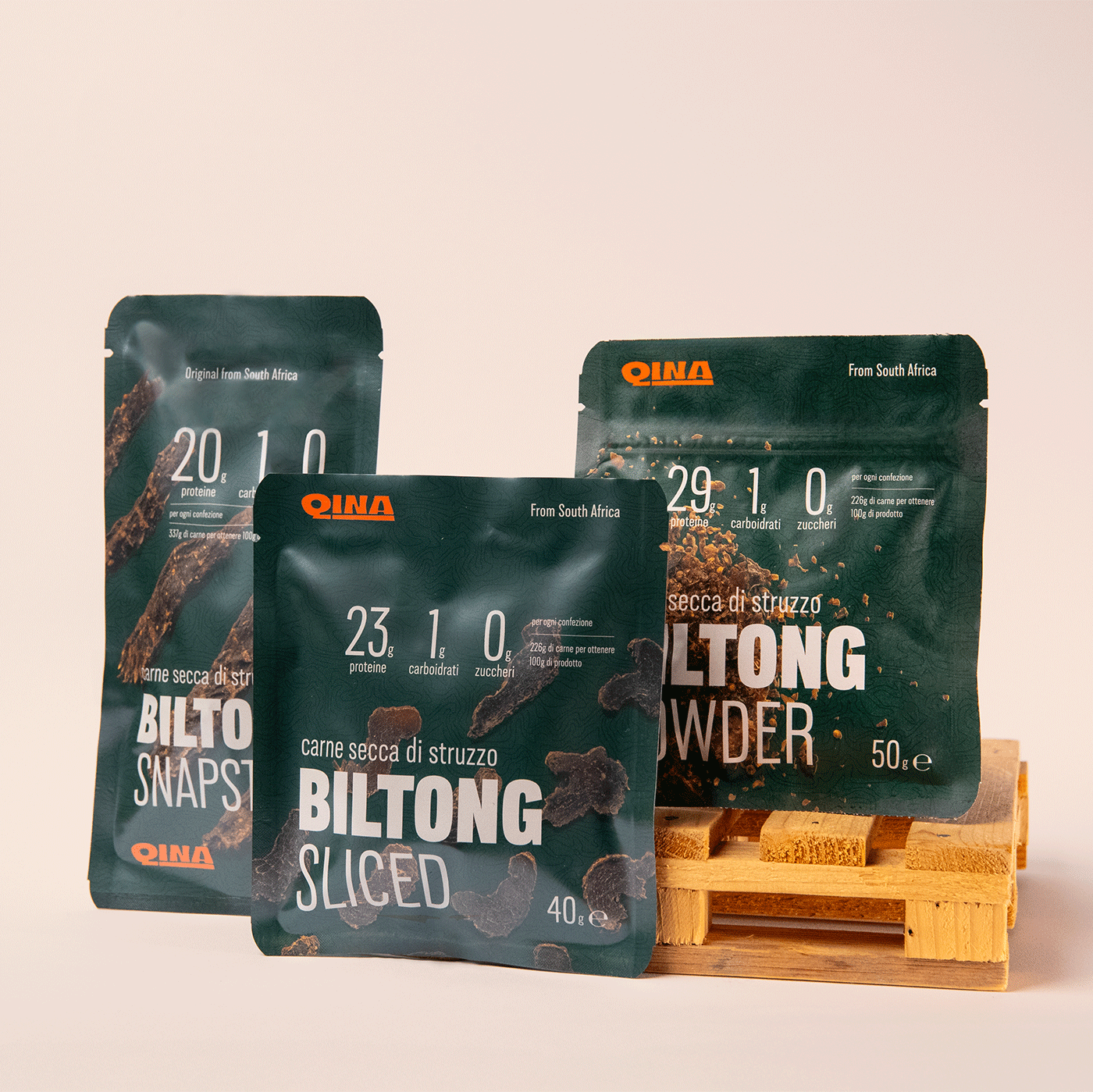 Qina Sliced, snapstick and powder package.